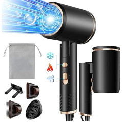 Vbrisi Hair Dryer, Hair Dryer, 2400 W Foldable Ion Hair Dryer, Quick Drying Hair Dryer, Professional Travel Hair Dryer with Hot/Cold Button, 3 Heating, AC Motor Salon Hair Dryer with Diffuser and