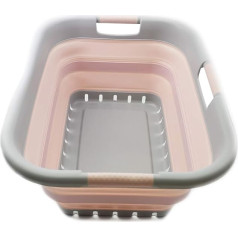 SAMMART Foldable Plastic Laundry Basket Foldable Storage Bin Organizer Portable Washing Tray Space Saving Basket (Grey/Pink)