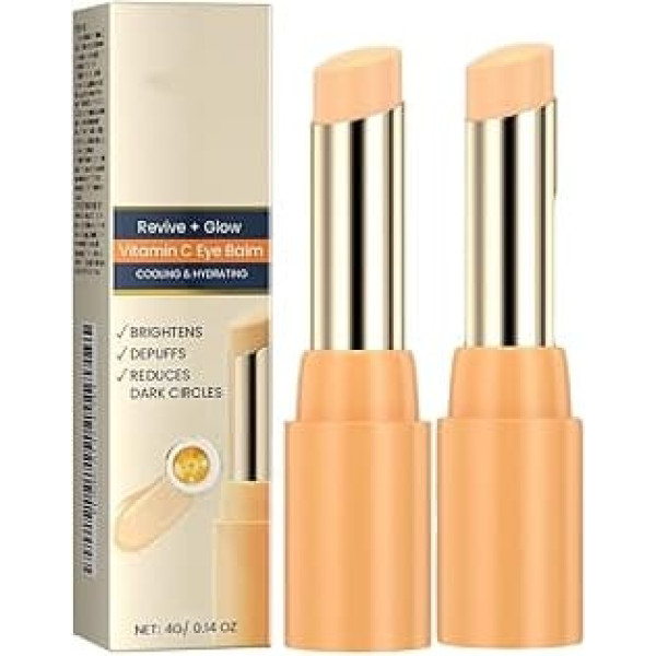 Illutminate Eye Balm with Vitamin C Brightens and Reduces Puffiness, Hydrating Eye Cream, Vitamin C Under Eyes Balm Stick, Reducing Dark Circle and Puffiness, Portable Eyes Care Stick (2PCS)