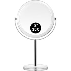 MIYADIVA Magnifying Mirror 30x Table Mirror Cosmetic Mirror with Magnification with 360° Rotation, Double-Sided 1x & 30x Cosmetic Mirror, Shaving Mirror for Bathroom and Bedroom