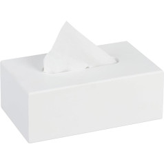 Relaxdays Tissue Box, Cosmetic Tissue Box, Square Tissue Box, Handkerchiefs, H x D x D: 9 x 25 x 15 cm, Cosmetic Tissue Dispenser, White