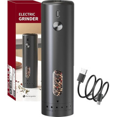 Dreamyretreat Rechargeable Electric Salt and Pepper Grinder Set, 110ml Black Pepper Mill with LED Light, External Adjustable Coarseness, Refillable Salt and Pepper Shakers