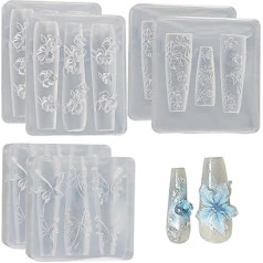 6pcs Nagelformen, 3D -Blütenschmetterling Silikon -Nagelformen, weiche nicht stickwaschbare wiederverwendbare Kunstformen für DIY -Dekorationen Kunst 3D Silikon für Gel