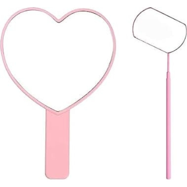 TBWHL Heart Shaped Travel Mirror Cosmetic Hand Mirror with Handle for Women Girls - Lash & Heart Mirror