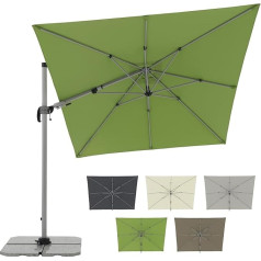 Doppler SP-AZ Parasol, Square Cantilever Parasol, 360° Rotatable, Tilting, Approx. 240 x 320 cm., Fresh Green