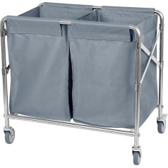 Nisorpa Split Laundry Trolley, Foldable Laundry Basket, 300 L, Commercial Laundry Sorter on Wheels, Robust Laundry Hamper, Foldable Laundry Basket, Large Foldable Laundry Trolley, 2 Sections