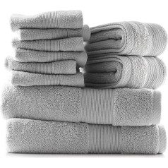 Hearth & Harbor Bath Towels for Bathroom - 100% Ring Spun Cotton Luxury Bath Towels - Ultra Soft & Highly Absorbent Bath Towels Set of 10 - Grey