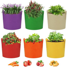 Ohiyoo Fabric Plant Pots 30.5 L Multicolor 30.5L 6 Pack Multicolor Planters Plant Pots for Potato Tomato Vegetable Flowers (10 Gallons)
