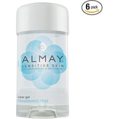 Almay Sensitive skin Clear Gel, Anti-Perspirant & Deodorant, Fragrance Free, 2.25-Ounce Stick (Pack of 6)