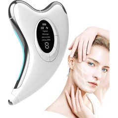 EMS Gua Sha Electric Face Massager with Heat & Vibration & LED Blue/Yellow/Red Light, 4 Modes 9 Intensity Levels Massager Device for Face Neck Anti Wrinkles, Anti Ageing, Face Lifting