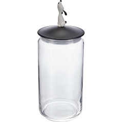 A Di Alessi Lulàjar Glass Jar for Dog Food with Lid in Thermoplastic Resin, Black
