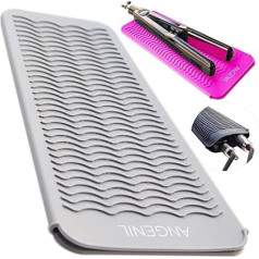 ANGENIL Professional Silicone Heat Resistant Mat Bag for Straighteners, Curling Irons and Straighteners, Portable Travel Mat and Cover for Hair Styling Tools, Grey