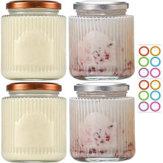 BEVKAF Glass Jars with Lids 500ml Storage Jars for Honey Jam Beans Glass Drinking Jars with Lids (Silver and Rose Gold Lids)