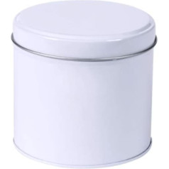 BZB Pure White - Kitchen Canister/Caddy/Canister/Container - Plain White Metal - Tea Coffee Sugar Cake Biscuit Food (Round Tin, 11 cm)