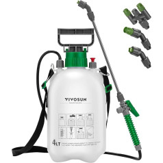 VIVOSUN Pressure Sprayer 4 L, Pump Spray Bottle with 3 Water Nozzles, Handle Groove Design, Pressure Relief Valve, Adjustable Carry Strap, 1 Gallon Universal Garden Sprayer for Lawn, Plants and