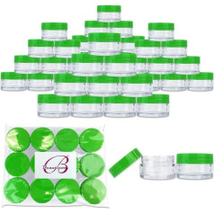 Beauticom 20g/20ml Empty Clear Small Round Travel Containers with Lids for Makeup Powder Eyeshadow Pigment Lotion Cream Lip Balm Lip Gloss Samples (48pcs, Green)
