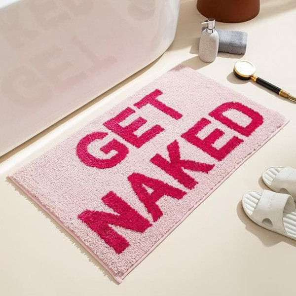 Pinkrin Get Naked Bath Mat Non-Slip Washable