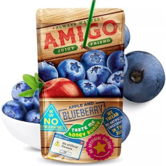 Amigo Juicy Friend Blueberry Fruit Juice, Children's Drink with Straw, Soft Drinks Children's Juice Fruit Drink Natural without Artificial Flavours, Sweeteners, Colours and Preservatives, 8 x 200 ml