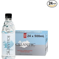 Icelandic Glacial Premium Natural Water 500ml Bottles Recycled PET x 24 per Pack - Alkaline/Low PH, BPA Free, Climate Neutral from Icelandic Source. Low TDS Content.