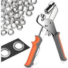 Bibykivn Eyelet Pliers for Tarpaulins and Fabrics - Professional Eyelet Pliers with 300 Eyelets (Diameter 6 mm), Magnetic Eyelet Punch Made of Carbon Steel for Perfect for Leather, Belts, Awnings,