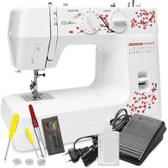 Retoo Sewing Machine 4 Speed Levels 48 Stitches Sewing Many Accessories Easy to Use Accessory Set Lighting Sewing Kit Beginners and Experts Free Arm 37 x 27 cm White