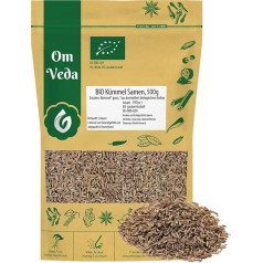Organic Caraway Seeds 500 g Cumin Seeds Caraway Seeds Meadow Cumin | Cooking Baking Bread Spice Cumin Tea | Organic Organic Quality DE-ÖKO-039 | Caraway Seeds | OmVeda Spices (500 g)