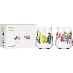 RITZENHOFF 2932001 Universal Glass Set of 2, 500 ml, Sommertau Allround Series, Floral Style, Multi-Colour, Made in Germany