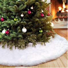 Christmas Tree Skirt, White, Round Christmas Tree Skirt, Diameter 120 cm
