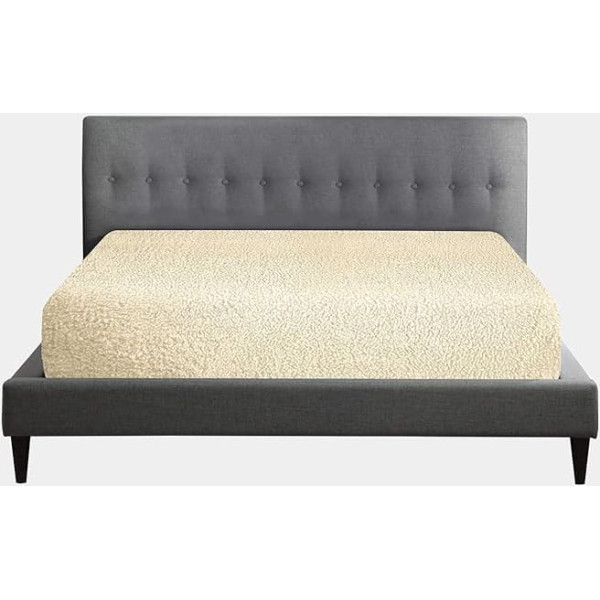 Gaveno Cavailia Teddy Fleece Luxurious Super Soft Warm and Cosy Fitted Bed Sheet (Cream, Single Matching Fitted Sheet)