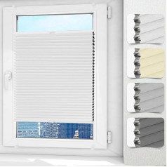 Allesin Honeycomb Pleated Blind, No Drilling, Blackout Thermal Pleated Blind, Klemmfix Two-Tone, White/White, 40 x 100 cm (W x H), Blackout Pleated Blind, Sun, Privacy and Sound Protection for Windows