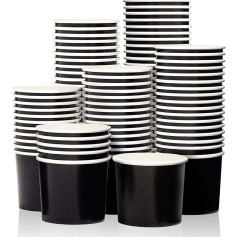 Paper Ice Cream Cups - 100 Pieces 11oz Disposable Dessert Bowls for Hot or Cold Food, 11oz Party Supplies, Treat Cups for Sun Cups, Frozen Yogurt, Soup, Black