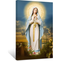ZXHYWYM Virgin Mary Pictures Jesus Mother Paintings Prints on Canvas Catholic Spiritual Pictures Wall Decoration for Office Church Prayer Room Framed (Picture-2, (40.00 x 60.00 cms))