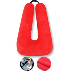 FHSGGP Travel Pillow Child Neck Pillow Car Sleeping Pillow for Long Travel U-Shape Car Seat Belt Cushion Travel Pillow for Children Artificial Rabbit Fur Red
