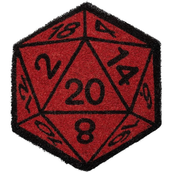 getDigital W20 Cube Doormat for Geeks, Nerds and Role Players Made of 100% Natural Coconut Fibre - 45 x 50 cm