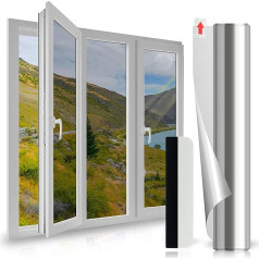 Window Film, Privacy Film, Self-Adhesive, Mirror Film, Privacy Screen, Reflective Window Film, Heat Insulation, Sun Protection, UV Protection, Window Film (Silver, 450 x 60)