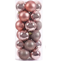 Top Sale Christmas Tree Ornaments Baubles Ornaments Shatterproof Baubles for Christmas Hanging Decorations Angel Shiny Matte Glitter Decorated Baubles (60mm, Rose Gold, 1)