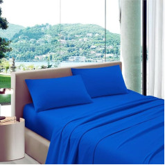 PURALUNA Single Duvet Cover Set, Cotton, Made in Italy (Royal Blue, Single)