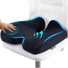 Hapiclody Memory Foam Seat Cushion for Pressure Relief, Long Sitting, Office Chair Cushion for Sciatica, Ergonomic Non-Slip & Foam Coccyx Cushion for Coccyx & Lower Back Pain