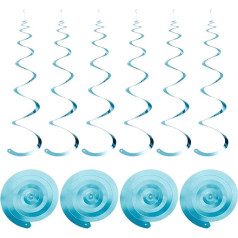 sourcing map 30 Pieces Light Blue Party Hanging Decorations Plastic Ceiling Streamers Party Decorations for Birthday Party with Hanging Sign Hooks