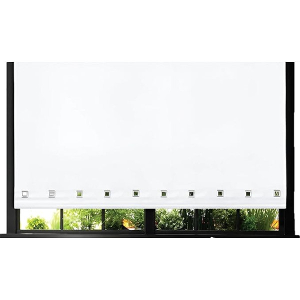 Funky Gadgets Light Filter Roller Blind Square Eyelets Easy Fit Polyester Fabric Daylight Child Safe Metal Tube with Fittings (W 90 x L 165 cm, White)