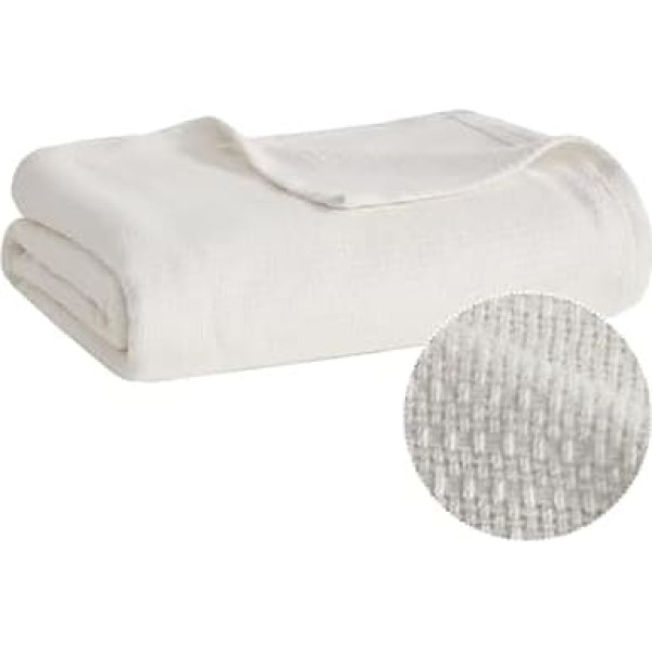 Madison Park Freshspun Basketweave Cotton Blanket Cream Twin