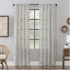 Archaeo Natural Linen Blend Fragmented Geometric Embroidery Curtain 50