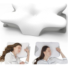 RUMMY Cervical Memory Foam Ergonomisches Nackenkissen mit abnehmbarem, waschbarem Bezug, für orthopädischen Schlaf, Nackenschmerzen und Bauchschläfer (55x35x13 cm)