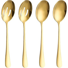 Golden Serving Spoons Serving Utensils Set Stainless Steel Buffet Banquet Spoons 2 Serving Spoons 2 Serving Spoons Dishwasher Safe for Mixing Serving Stirring
