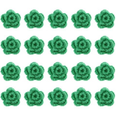 QUARKZMAN 20 Stück Blumen Aufnäher, 50mm Häkelblumen Blumenstickerei Applikationen Verzierungen für DIY Haare Hüte Kleidung Hochzeit Dekor Handwerk, Türkis