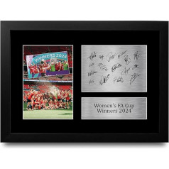 HWC Trading FR A4 Womens 2024 FA Cup Winners Gifts Printed Signed Autograph Photo for Women's Football Pendants and Fans - A4 Framed