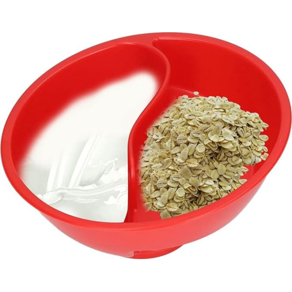 Luqeeg Split Cereal Bowl, Cereal Bowl Against Soaking, Stackable, Separate, Reusable Snack Bowl, Chip Dip Bowl for Ice Cream, Yogurt, Berries, French Fries (Red)
