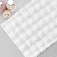 Comart Fluffy Rug - Living Room Sofa Area Rug - Bedroom - 140 x 180 cm - Machine Washable - Non-Slip - Modern - Furry - Ultra Soft - 3D Check Design - White