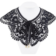 GORGECRAFT Black Lace Collar Removable Embroidered Flower Lace Neck Collar Trim False Hollowed Cape Collar For Women's Clothing Sewing Applique Edge DIY Costume Clothing