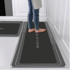 Hoimlm Kitchen Rug Set, 2 Pieces, Non-Slip and Anti Fatigue Kitchen Mat, Washable Mats and Rugs for Kitchen, Hallway, Runner Set, Dining Room, Entryway and Home Decoration, Office